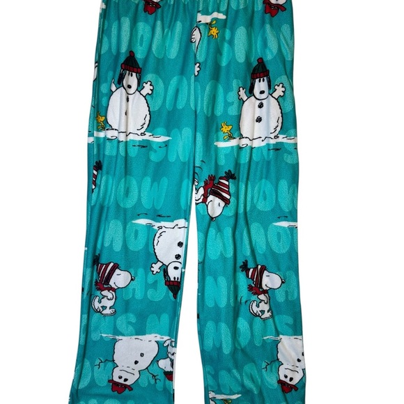 💥Peanuts Snowman Pajama Set - Teal and White Kids 6/6x - Picture 4 of 6
